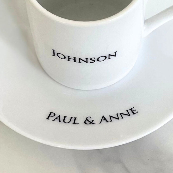 Espresso Gift Box with 2 Personalized Cup & Saucers & Espresso Blend Coffee Beans