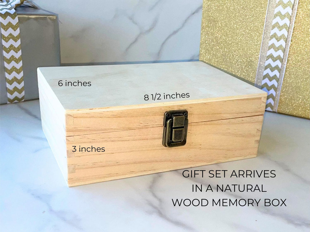 Irish Blessing Baptism Gift Set-Personalized Heart Box & Diamond Cross Necklace - with Wood memory gift box