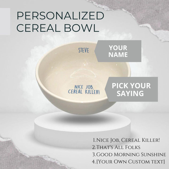 Ceramic Cereal Bowl | Personalized | Add Custom Text | Child Gift | Birthday | Celebration | 6" Dia.