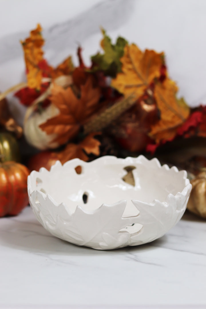 Customizable Ceramic Leaf Bowl, 7 5/8" Dia.