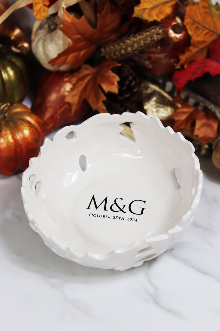 Customizable Ceramic Leaf Bowl, 7 5/8" Dia.