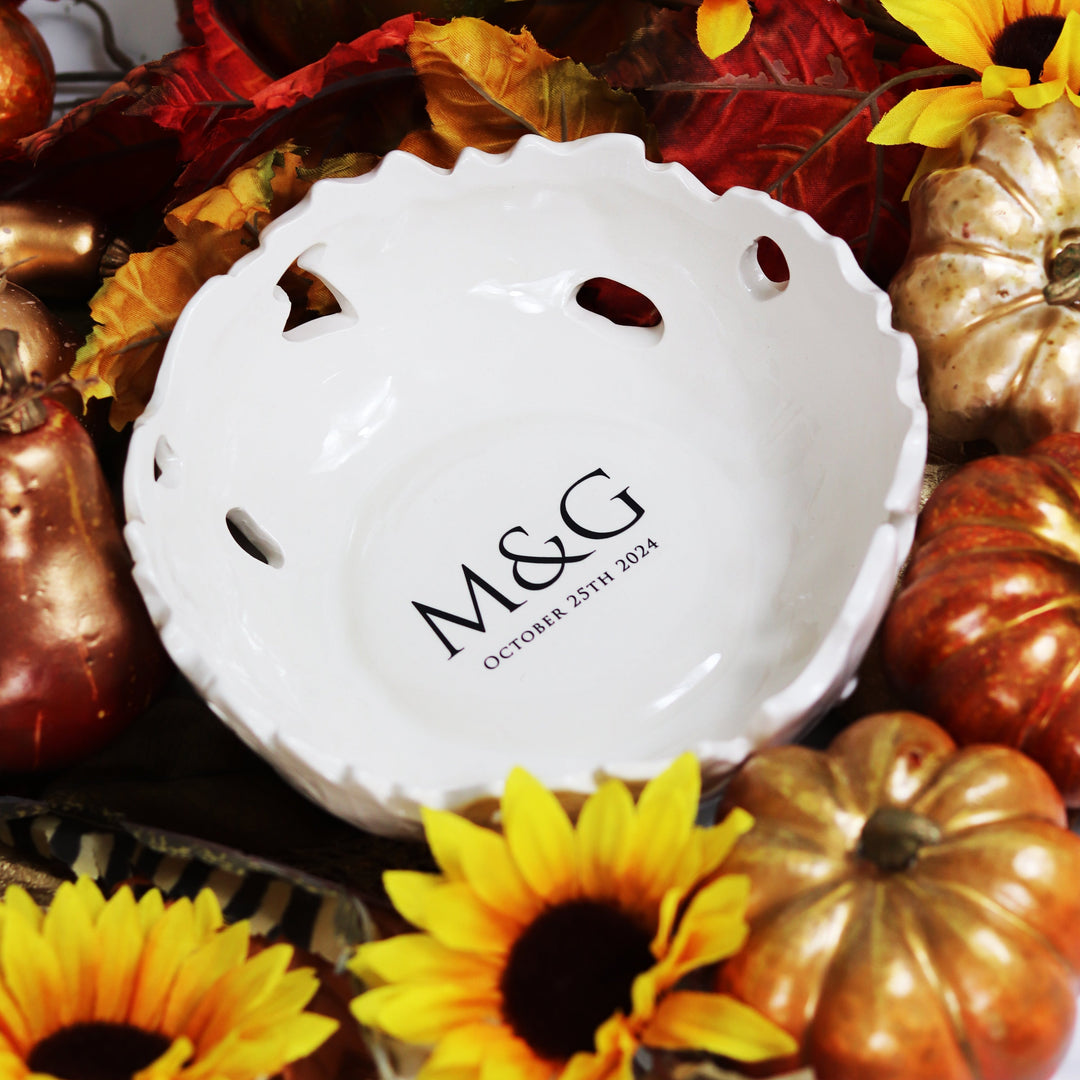 Customizable Ceramic Leaf Bowl, 7 5/8" Dia.