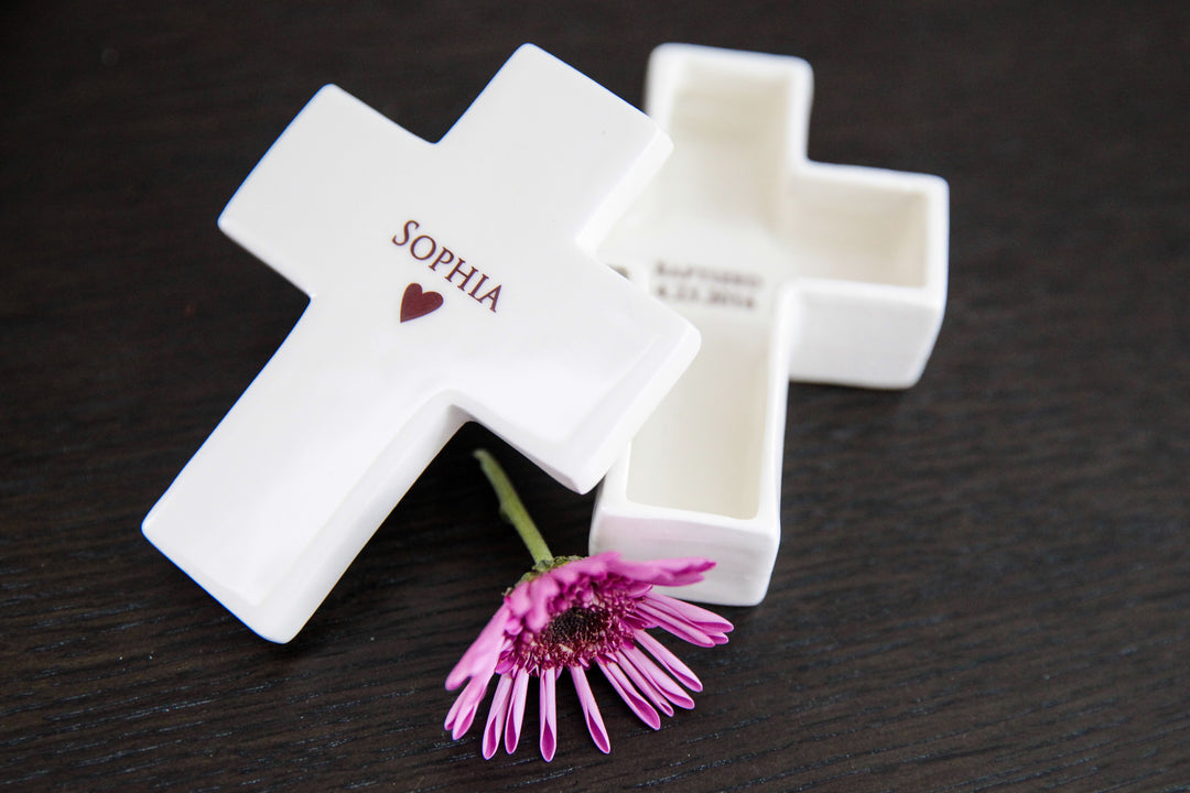 Personalized Cross Box + Necklace, Religious Gift