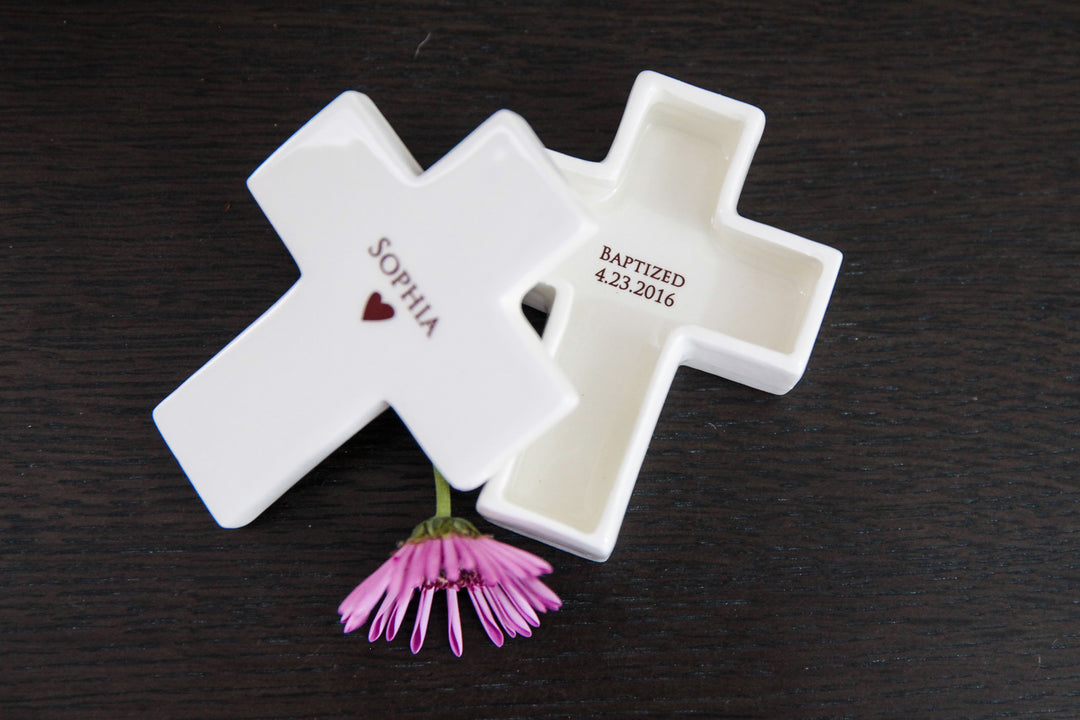 Personalized Cross Box + Necklace, Religious Gift