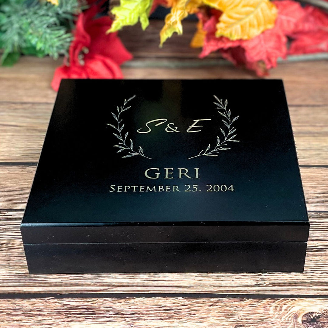 personalized wood wedding memory photo box - wood