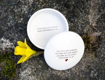 As Long as I'm Living Your Baby I'll Be - READY TO SHIP - Round Keepsake Box