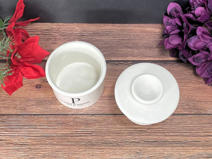 Personalized French Butter Crock, Butter Keeper, White Ceramic