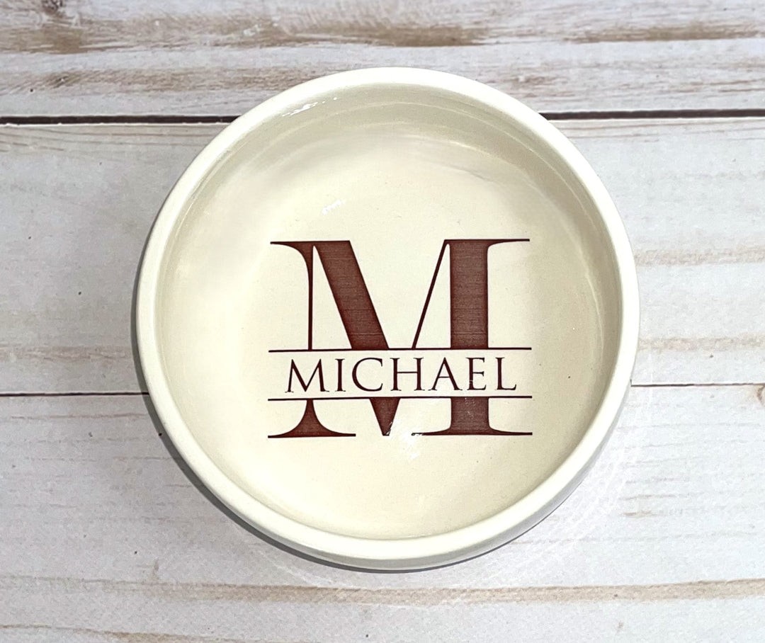 Monogram Change Bowl | Personalized | 3.75" Diameter | Coin Dish | Trinket Bowl | Groomsman | Gift for Him | Ceramic