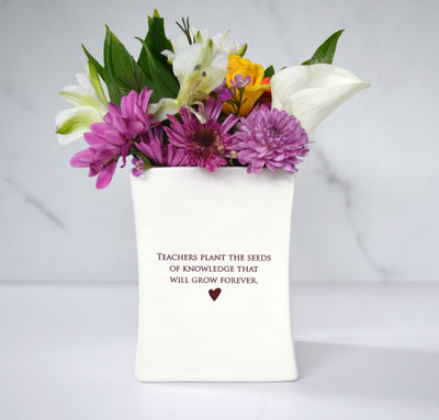 Teachers plant the seeds of knowledge ... - Square Vase - READY TO SHIP