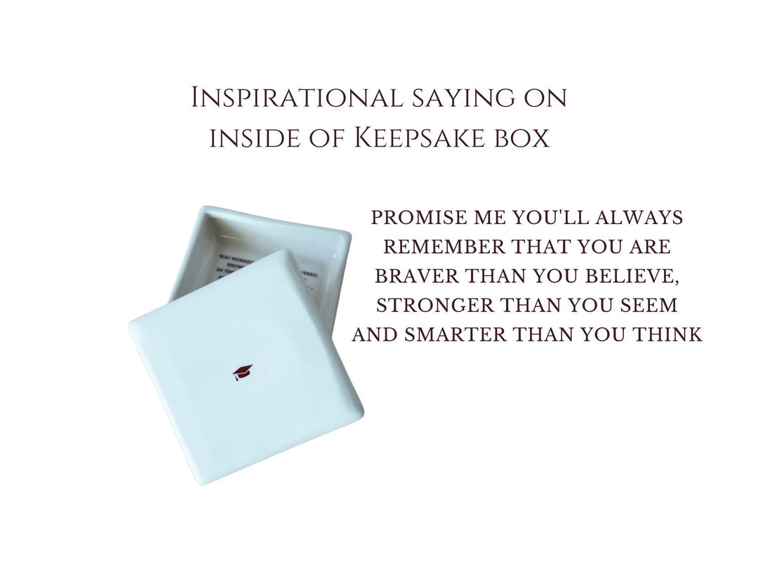 Graduate Gift Box - College or High School Grad Present, Inspirational Quote, Keepsake Box, Compass Necklace, Coffee Mug