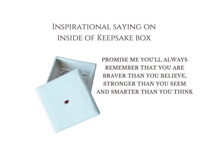 Graduate Gift Box - College or High School Grad Present, Inspirational Quote, Keepsake Box, Compass Necklace, Coffee Mug