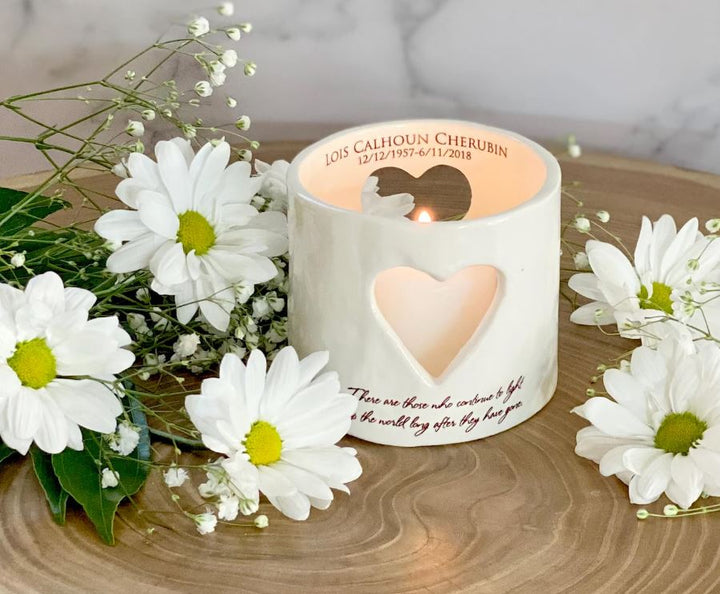 personalized memorial ceramic candle holder
