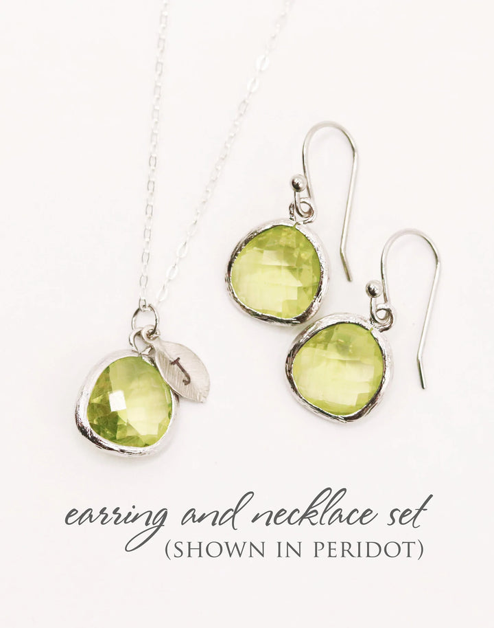 Ruby Necklace, July Birthstone Jewelry, Custom Initial on Leaf