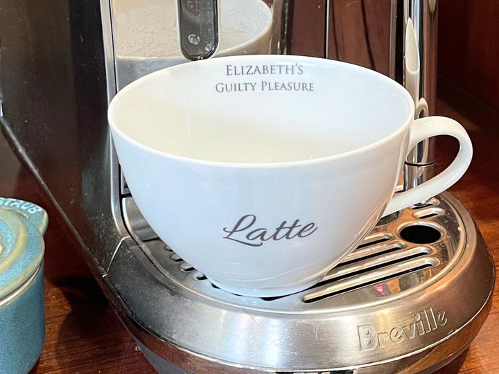 Personalized Coffee Gift Box, Cup & Saucer with Custom Text + Whole Bean Espresso Blend Coffee