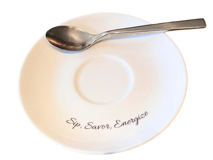 Personalized Coffee Gift Box, Cup & Saucer with Custom Text + Whole Bean Espresso Blend Coffee