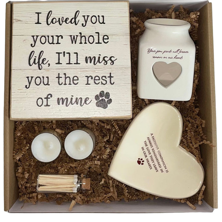 Pet Sympathy Gift Box, Personalized Memorial Candle, Loss of Pet Gift, In Memory of Dog or Cat, Handmade Remembrance Heart Bowl, Gift Set