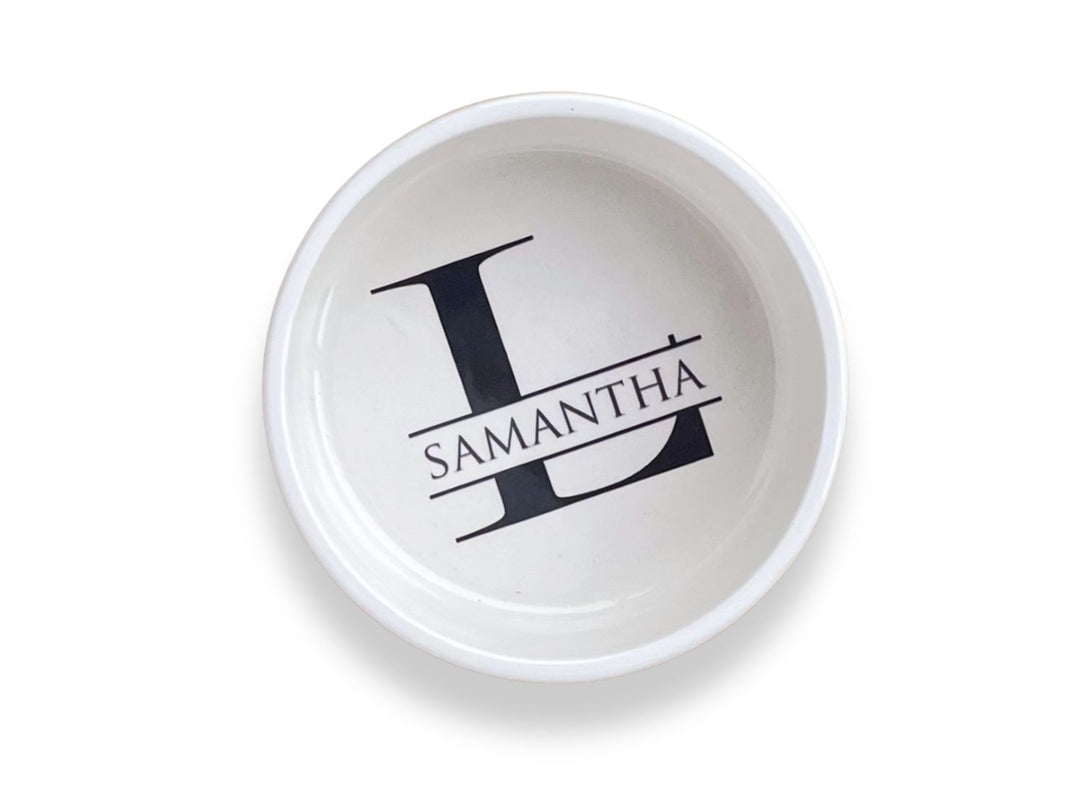 Ring Bowl | Monogram | Custom Name and Initial | Trinket Dish | Heart or Round | Personalized Wedding Party Gift | Change Tray | Ceramic