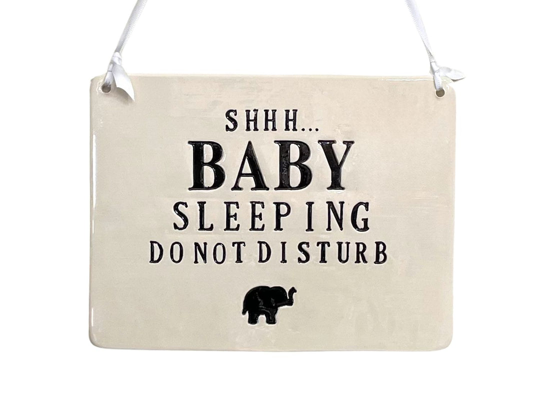 Baby Shower Gift | Shhh...Baby Sleeping Sign | Do Not Disturb Sign | Handmade Ceramic | Newborn Gift or New Baby Present