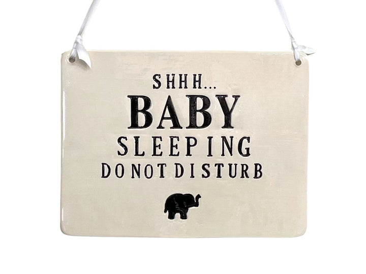 Baby Shower Gift | Shhh...Baby Sleeping Sign | Do Not Disturb Sign | Handmade Ceramic | Newborn Gift or New Baby Present