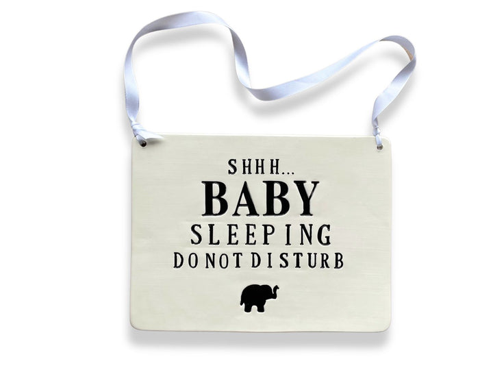 Baby Shower Gift | Shhh...Baby Sleeping Sign | Do Not Disturb Sign | Handmade Ceramic | Newborn Gift or New Baby Present