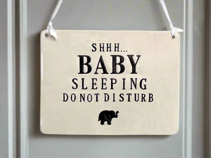 Baby Shower Gift | Shhh...Baby Sleeping Sign | Do Not Disturb Sign | Handmade Ceramic | Newborn Gift or New Baby Present