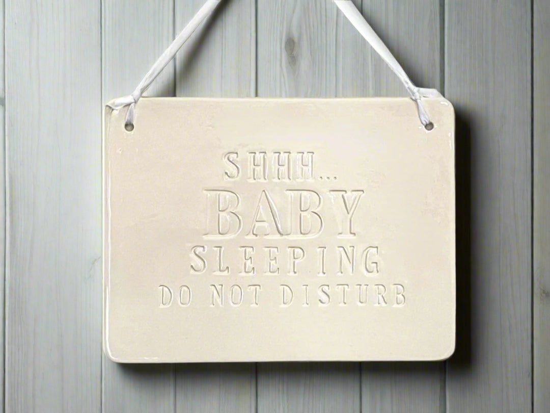 Baby Shower Gift | Shhh...Baby Sleeping Sign | Do Not Disturb Sign | Handmade Ceramic | Newborn Gift or New Baby Present