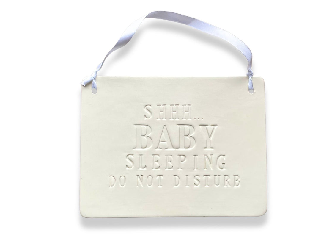 Baby Shower Gift | Shhh...Baby Sleeping Sign | Do Not Disturb Sign | Handmade Ceramic | Newborn Gift or New Baby Present