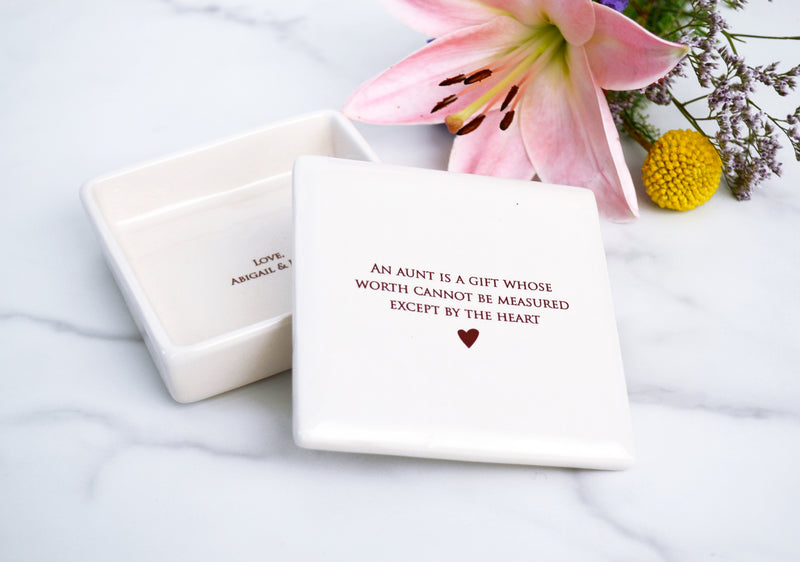 Unique Aunt Gift - Square Keepsake Box - Add Custom Text - An aunt is a gift ...