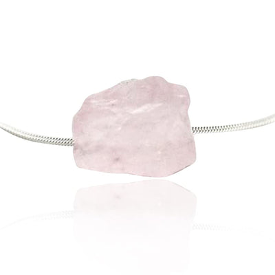 Rose Quartz Necklace, October Birthstone Necklace, Raw Crystal Necklace, Raw Stone Layering Necklace, Boho Necklace, Healing Crystals