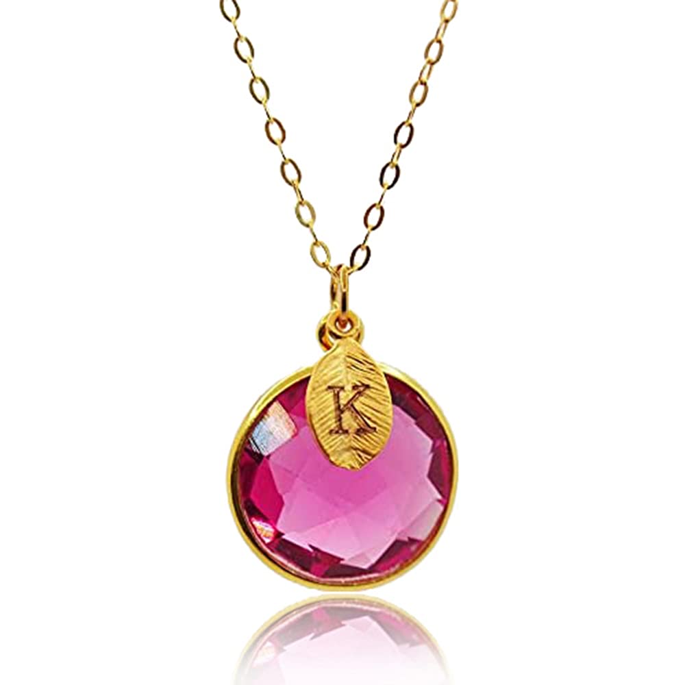 Ruby Necklace, July Birthstone Jewelry, 18K Gold, Round