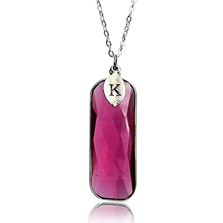 Ruby Necklace, Elongated Rectangle, July Birthstone Jewelry, Sterling Silver or 18K Gold