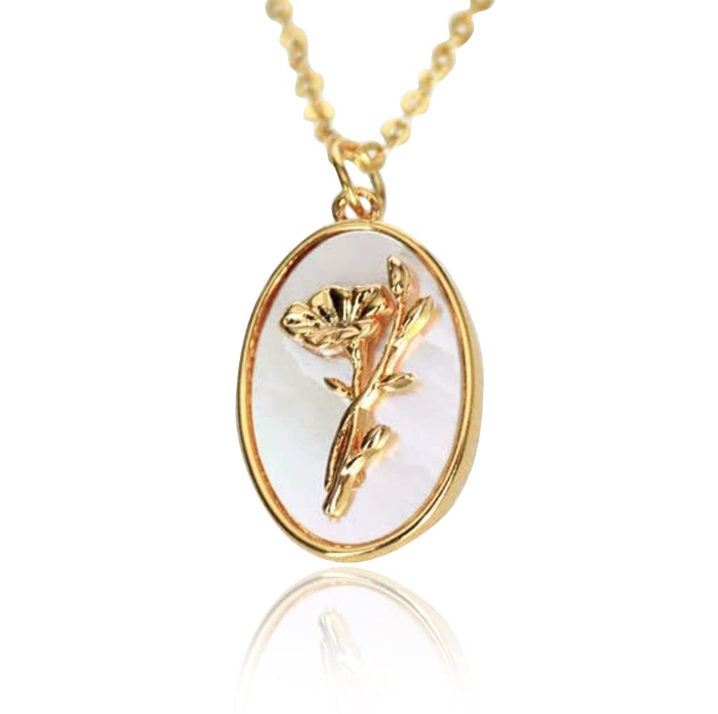 September Pearl Birth Flower Necklace - Aster - Birth Month Flower Jewelry