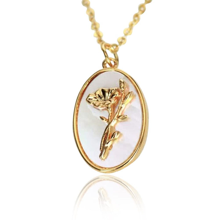 September Pearl Birth Flower Necklace - Aster - Birth Month Flower Jewelry