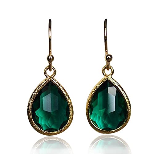 Emerald earrings, May Birthstone Gift, May Birthstone earrings, Green Tear Drop Earrings