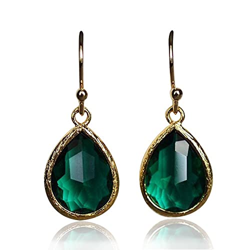 Emerald earrings, May Birthstone Gift, May Birthstone earrings, Green Tear Drop Earrings