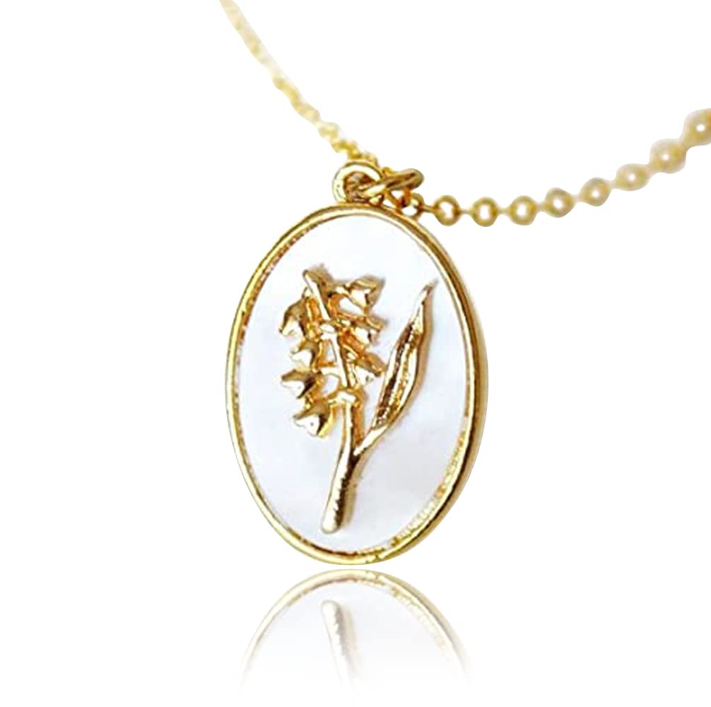 May Pearl Birth Flower Necklace - Lily of the Valley - Birth Month Flower Jewelry