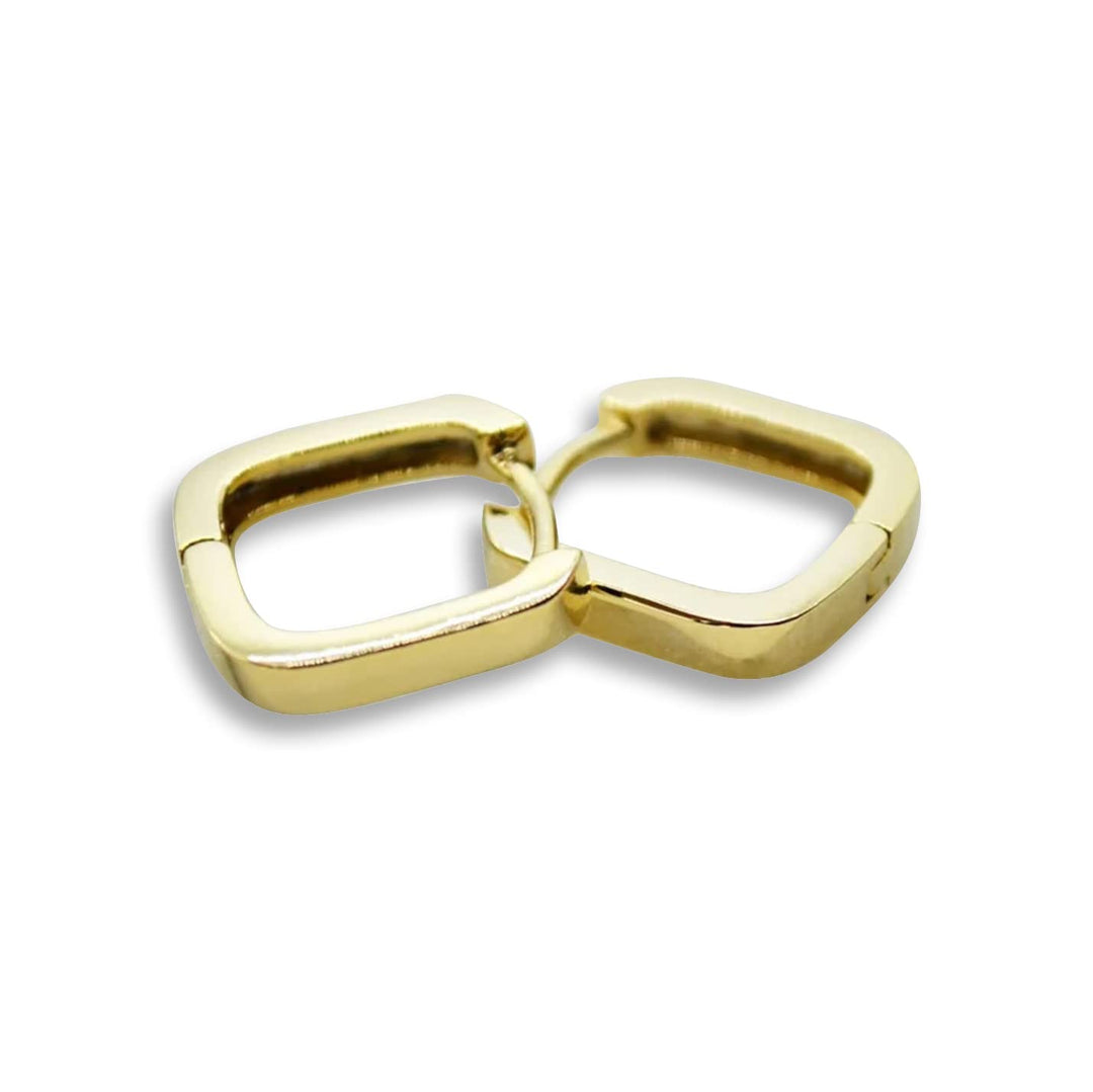Small Square Hoop Earrings, Modern Gold Hoop Earrings, Minimalist Jewelry, One Touch Earrings, Birthday Gift, Bridesmaid Gift, Friend Gift