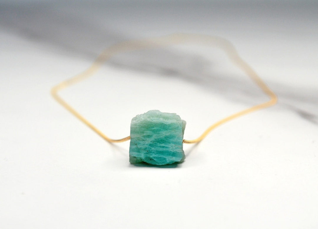 Amazonite Necklace, Raw Amazonite Stone Layering Necklace, Boho Necklace, Healing Crystal Necklace, Birthday Gift
