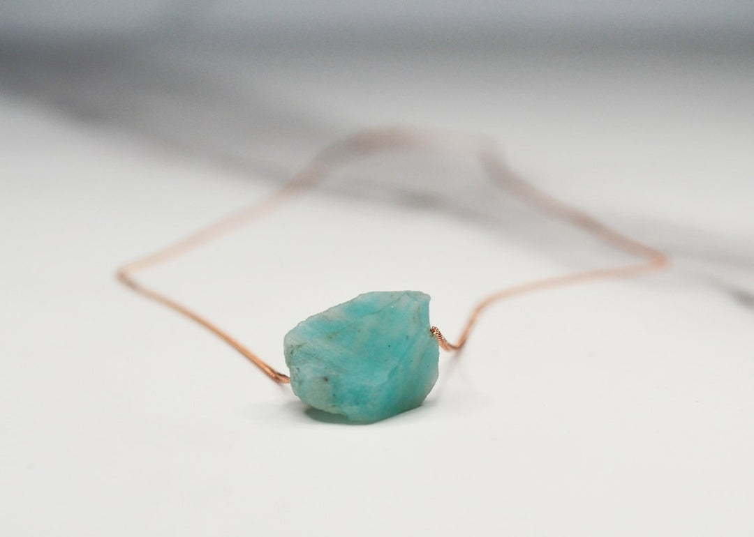 Amazonite Necklace, Raw Amazonite Stone Layering Necklace, Boho Necklace, Healing Crystal Necklace, Birthday Gift