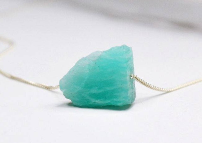 Amazonite Necklace, Raw Amazonite Stone Layering Necklace, Boho Necklace, Healing Crystal Necklace, Birthday Gift