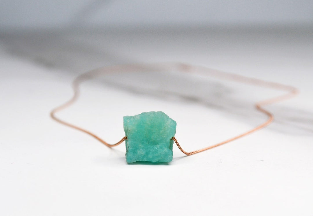 Amazonite Necklace, Raw Amazonite Stone Layering Necklace, Boho Necklace, Healing Crystal Necklace, Birthday Gift