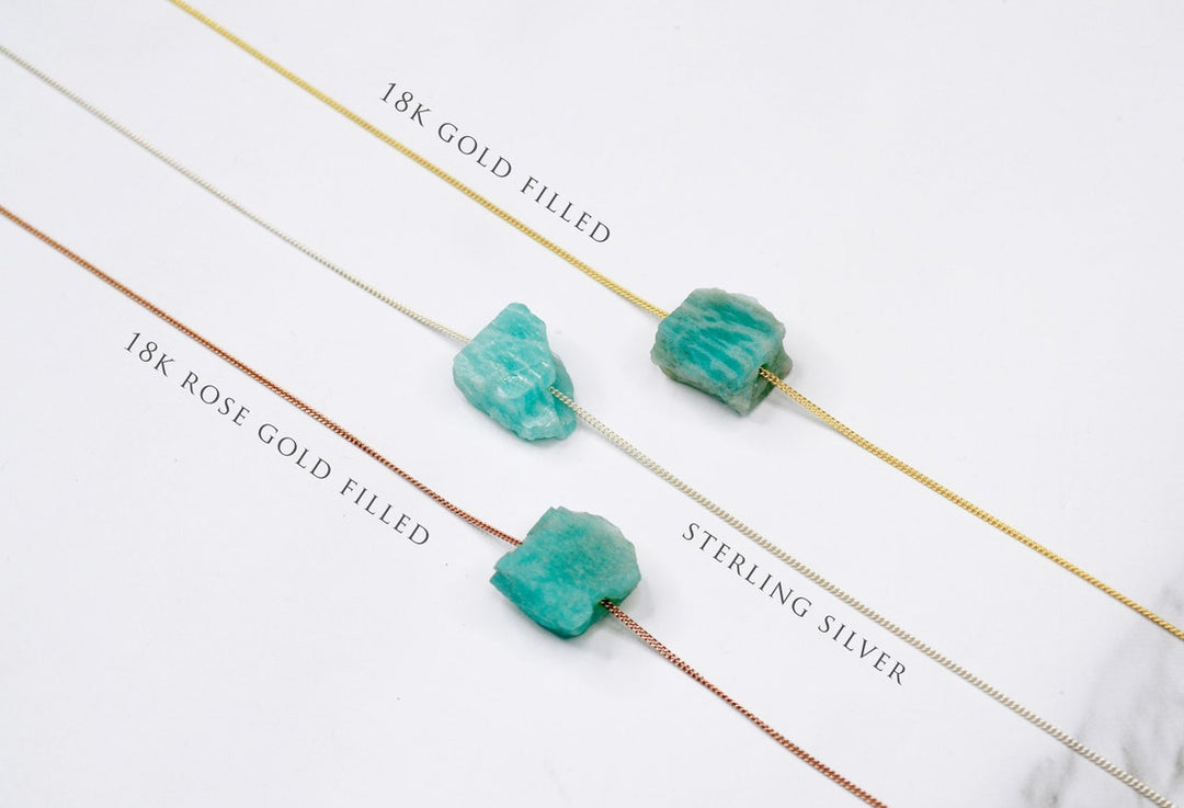 Amazonite Necklace, Raw Amazonite Stone Layering Necklace, Boho Necklace, Healing Crystal Necklace, Birthday Gift