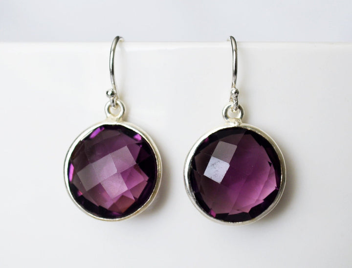 Amethyst Necklace, February Birthstone Necklace, Sterling Silver or 18K Gold, Personalized Round Necklace, Bridesmaid Gift, Mom Necklace