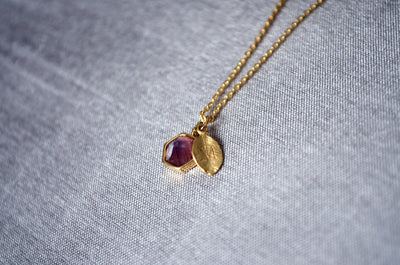Amethyst Necklace - February Birthstone Necklace, Purple Hexagon Custom Initial Necklace