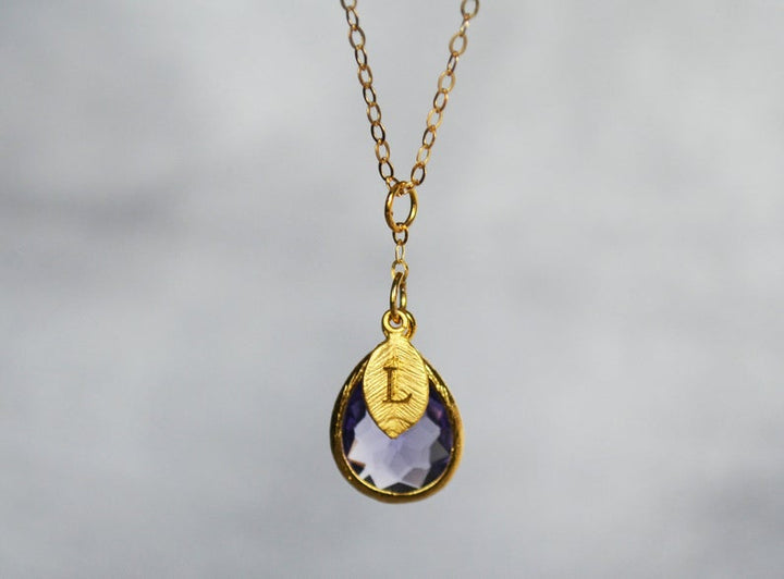 Amethyst Necklace, February Birthstone Necklace, Bridesmaid Gift, Mom Birthstone Necklace, Initial Necklace, Mom Gift, Grandma Necklace
