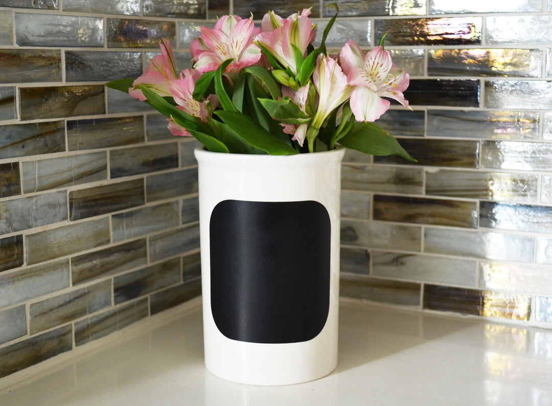 Personalized Vase or Utensil Holder with Chalkboard on Back - Housewarming or Wedding Gift