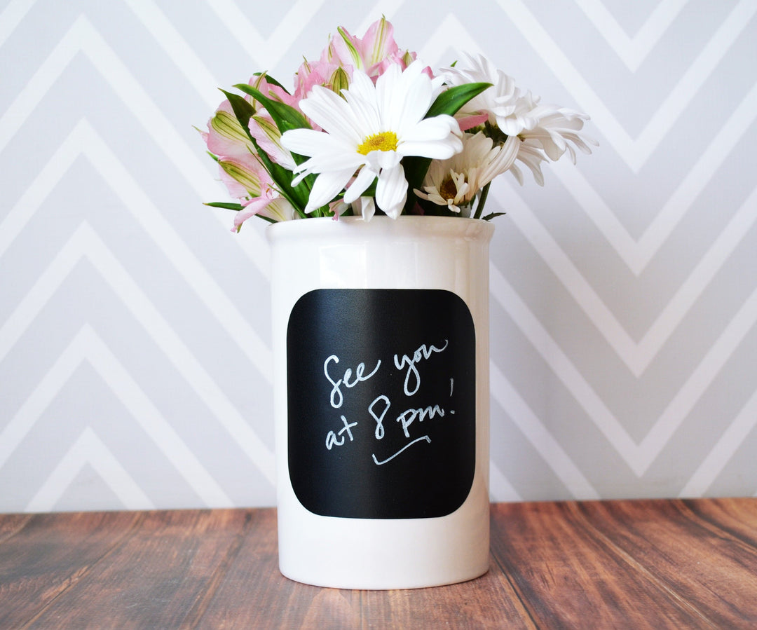 Personalized Vase or Utensil Holder with Chalkboard on Back - Housewarming or Wedding Gift