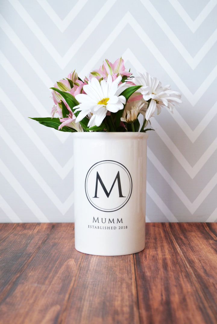 Personalized Vase or Utensil Holder with Chalkboard on Back - Housewarming or Wedding Gift