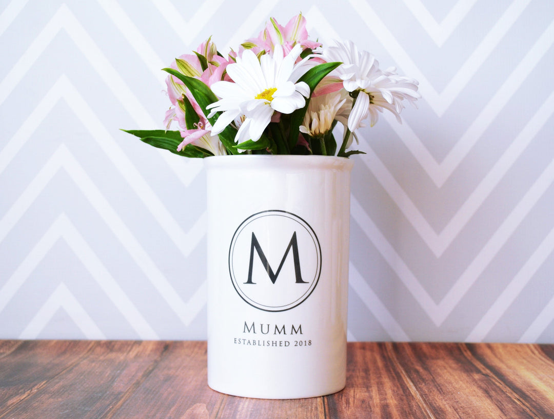 Personalized Vase or Utensil Holder with Chalkboard on Back - Housewarming or Wedding Gift
