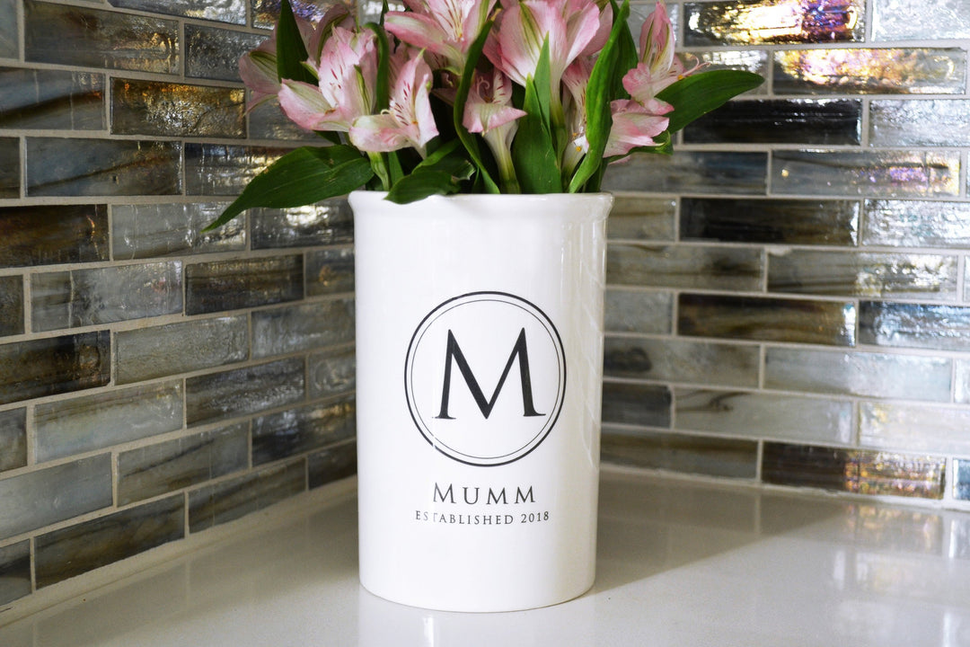 Personalized Vase or Utensil Holder with Chalkboard on Back - Housewarming or Wedding Gift